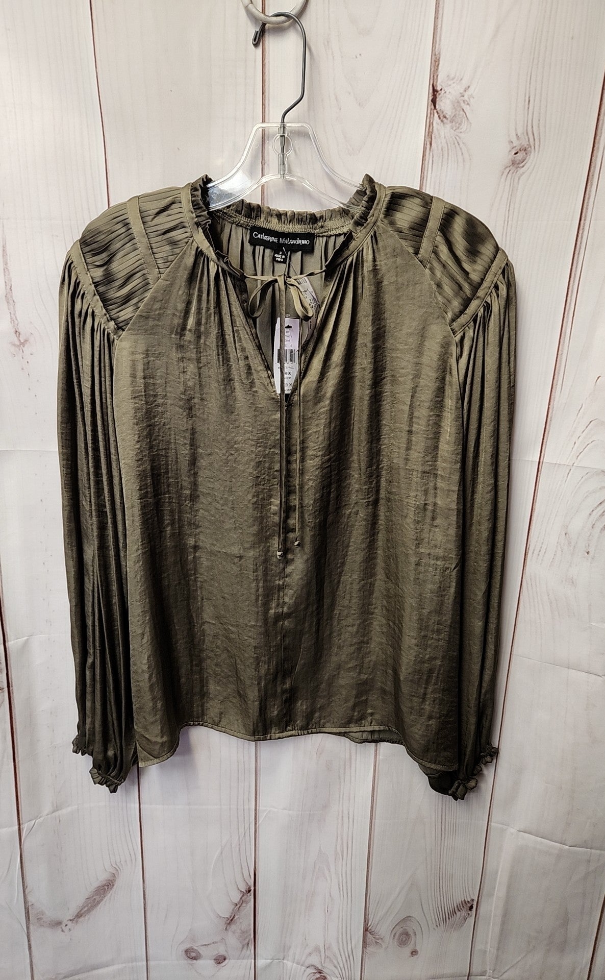 NWT Catherine Malandrino Women's Size S Olive Green Long Sleeve Top