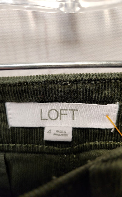 Loft Women's Size 4 Green Corduroy Pants The Palmer Wide Leg