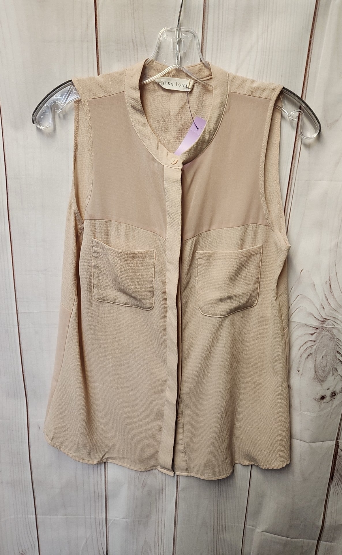 Miss Love Women's Size M Beige Sleeveless Top