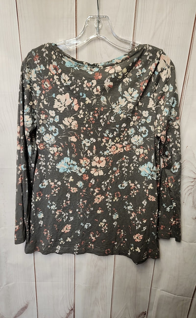 Pure Jill Women's Size XS Gray Floral 3/4 Sleeve Top