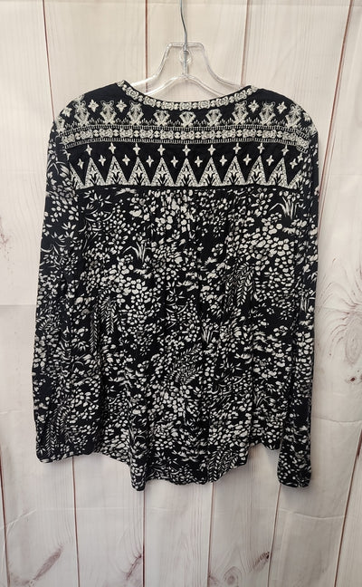 Lucky Brand Women's Size XL Black Floral Long Sleeve Top
