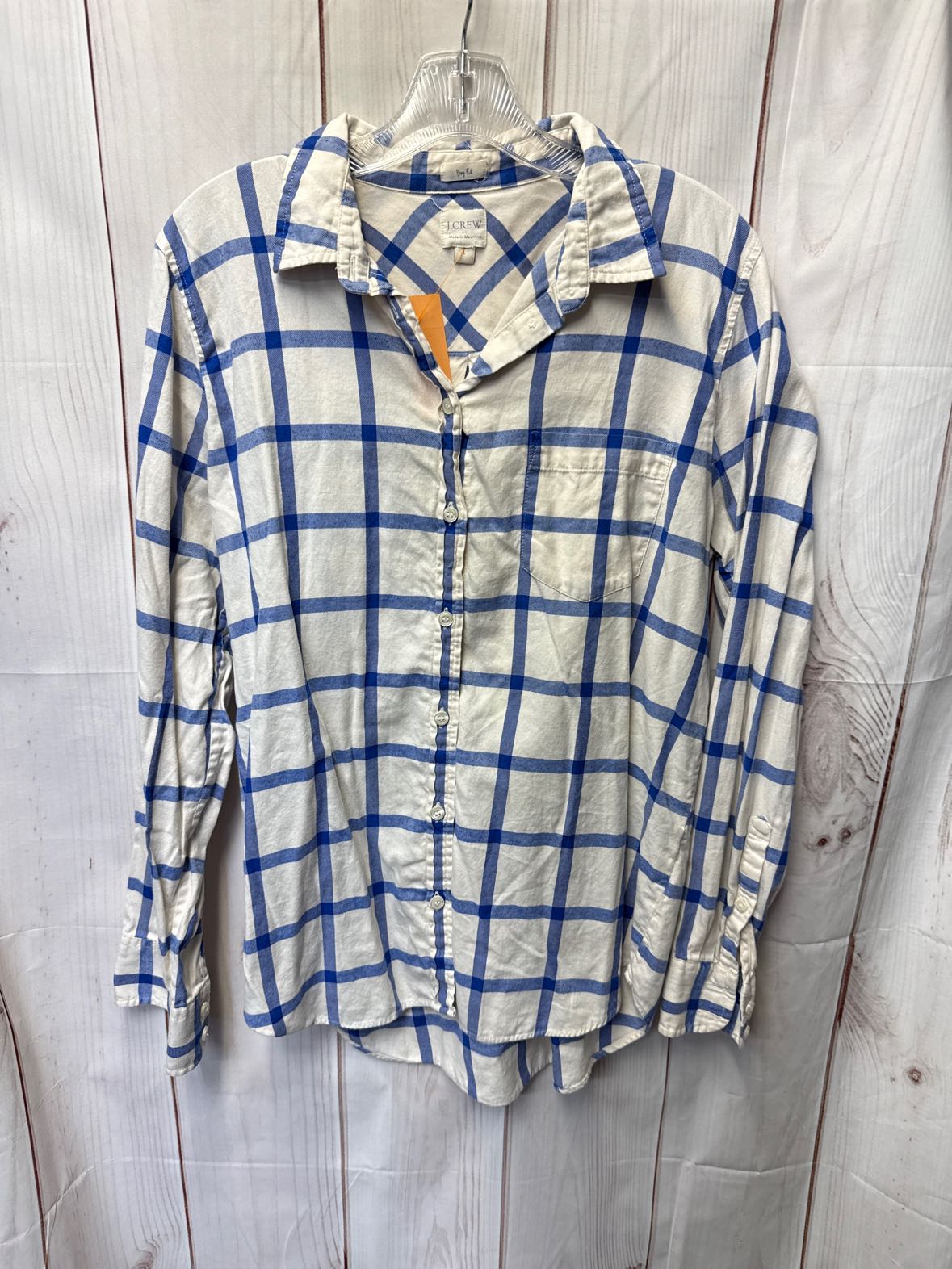 J Crew Women's Size L White & Blue Long Sleeve Top