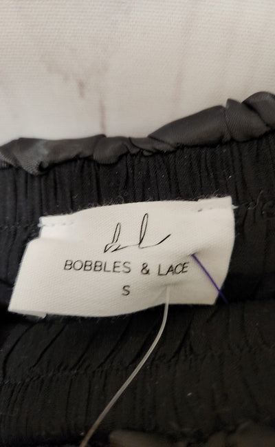 NWT Bobbles & Lace Women's Size S Black Puff There It Is Off Shoulder Top