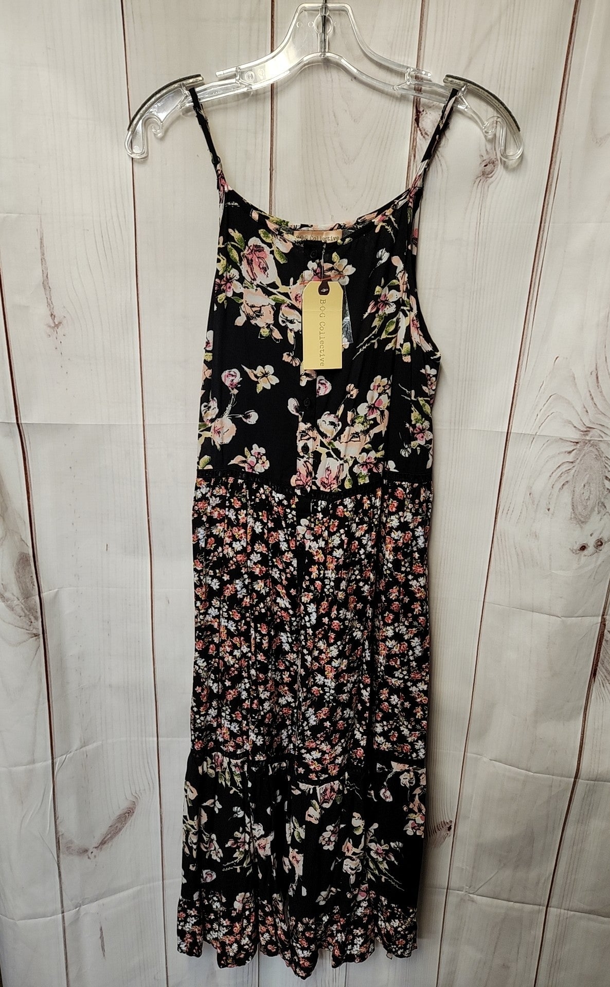 NWT BOG Collective Women's Size S Black Floral Dress