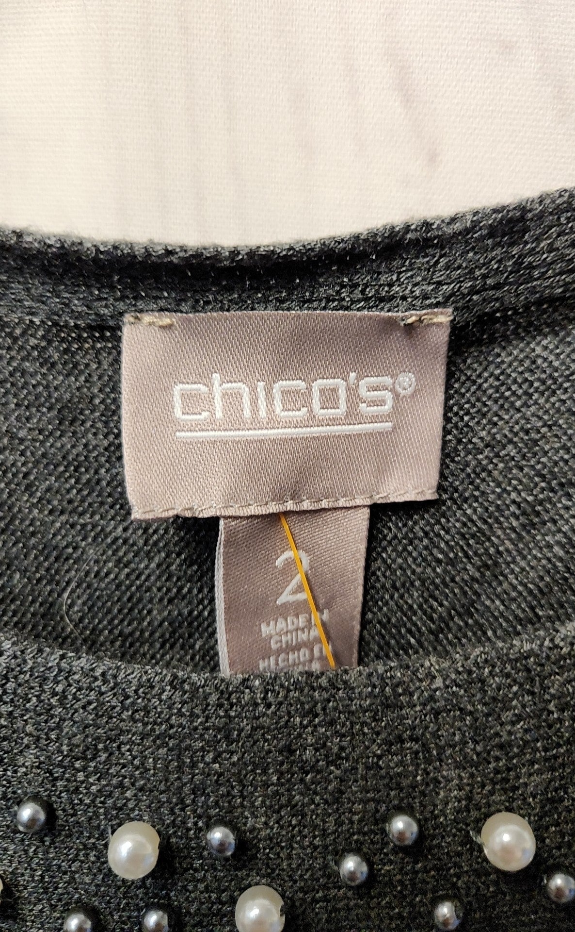 Chico's Women's Size 2 = US L Gray Beaded Sweater