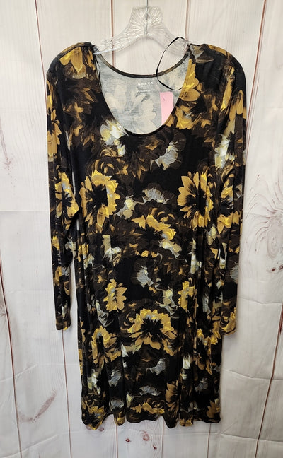 NWT Grace Women's Size 1X Black & Brown Floral Dress
