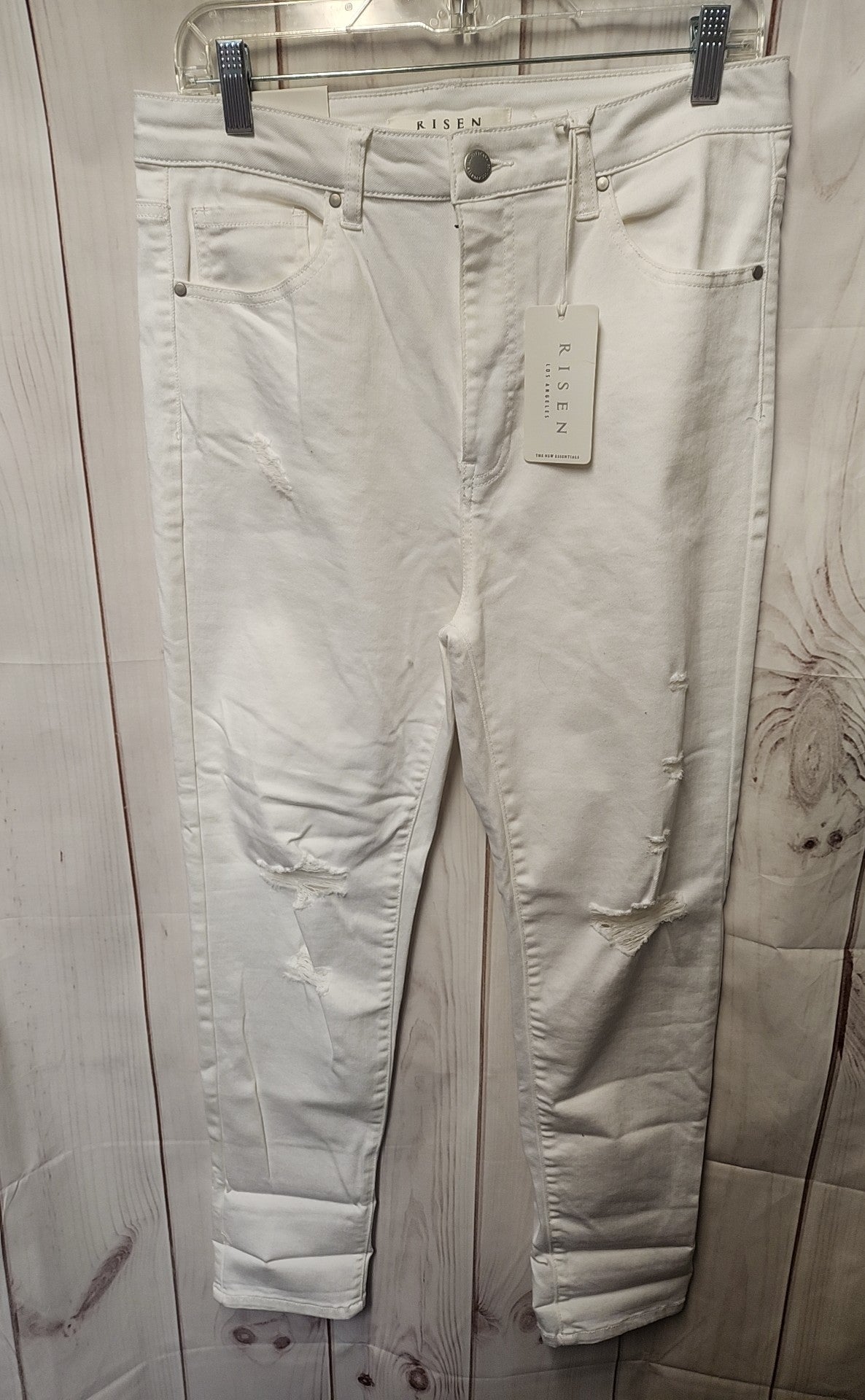 NWT Risen Los Angeles Women's Size 31 White Jeans Distressed Ankle Color Skinny