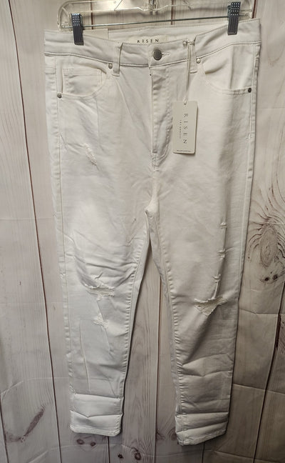 NWT Risen Los Angeles Women's Size 31 White Jeans Distressed Ankle Color Skinny