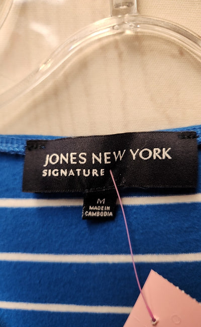 Jones New York Women's Size M Blue Short Sleeve Top