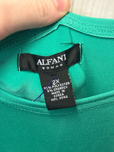 Alfani Women's Size 2X Green 3/4 Sleeve Top
