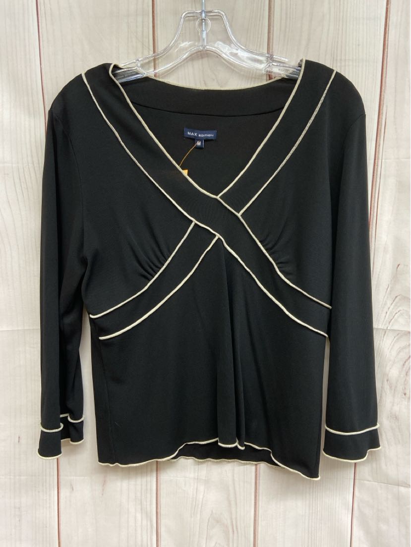Max Edition Women's Size M Black 3/4 Sleeve Top