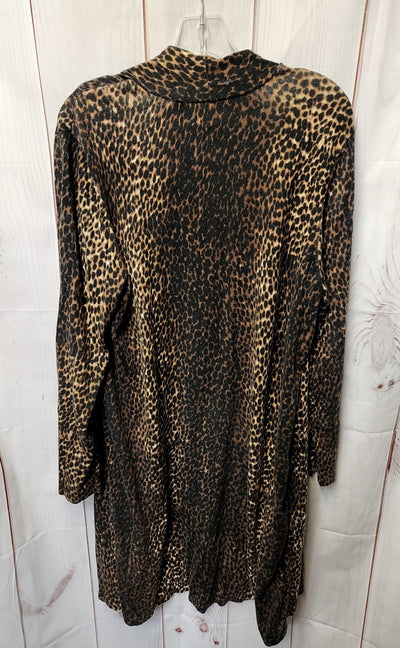 Chico's Women's Size 3 = US XL Brown Animal Print Cardigan