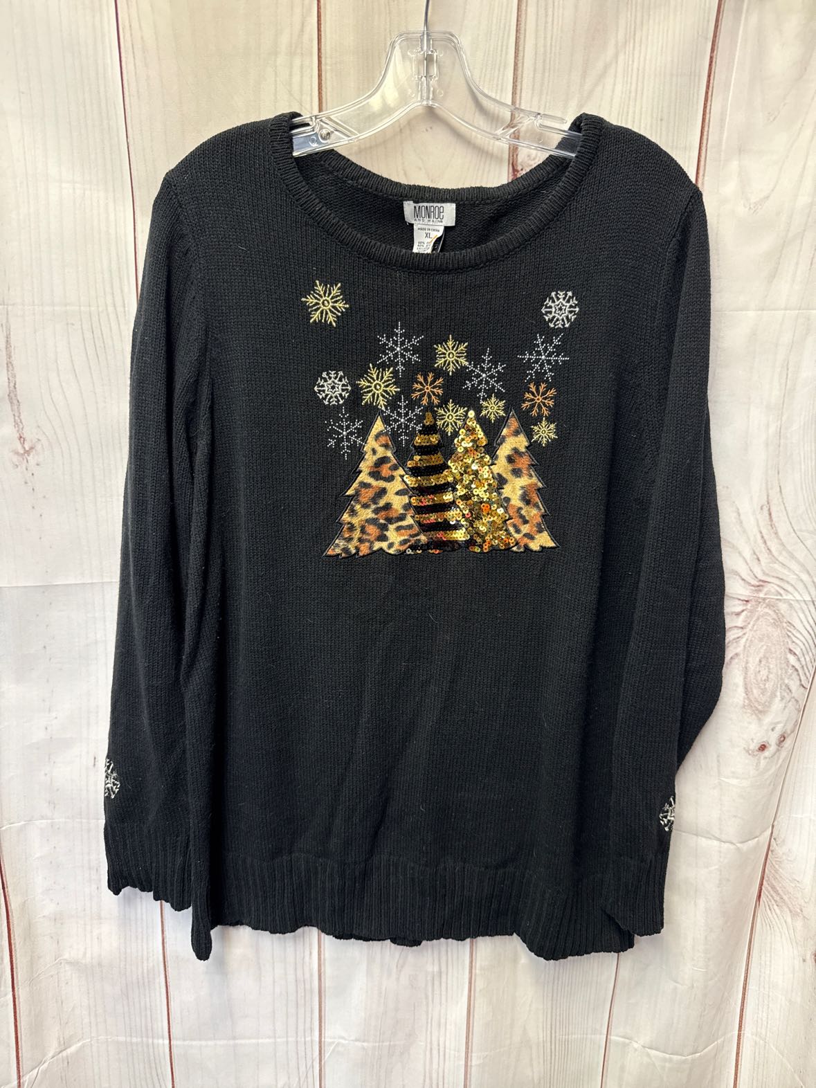 VTG Monroe & Main Women's Size XL Black Holiday Sweater