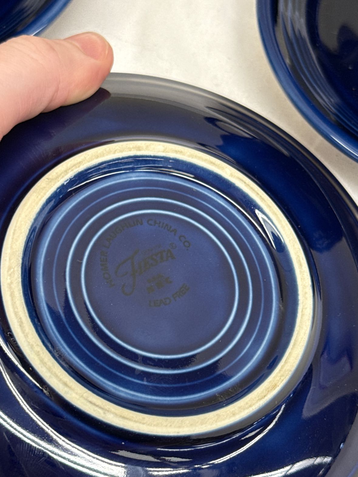 6PCS Homer Laughlin Fiestaware Navy (3)Coffee Tea Cup and (3)Saucer Set