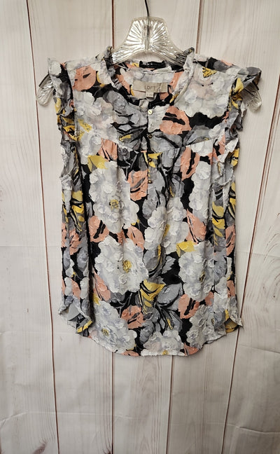Loft Women's Size S Gray Floral Sleeveless Top