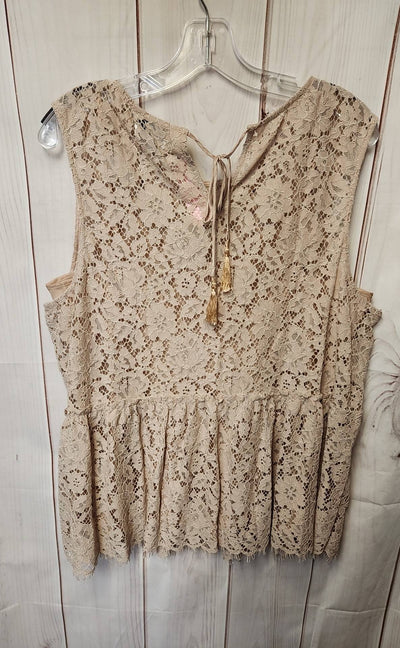 NWT Jade Johnny Was Women's Size XL Pink Sleeveless Top Royce Lace Babydoll