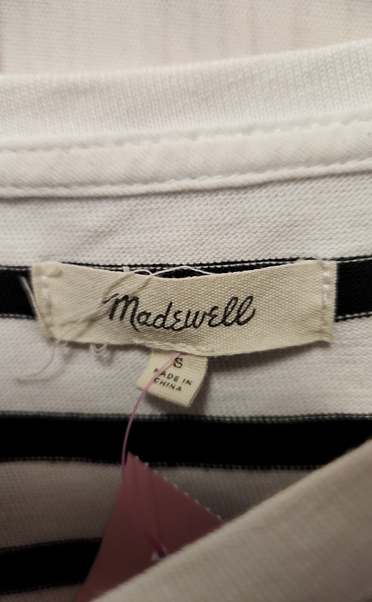 Madewell Women's Size S White & Black Short Sleeve Top