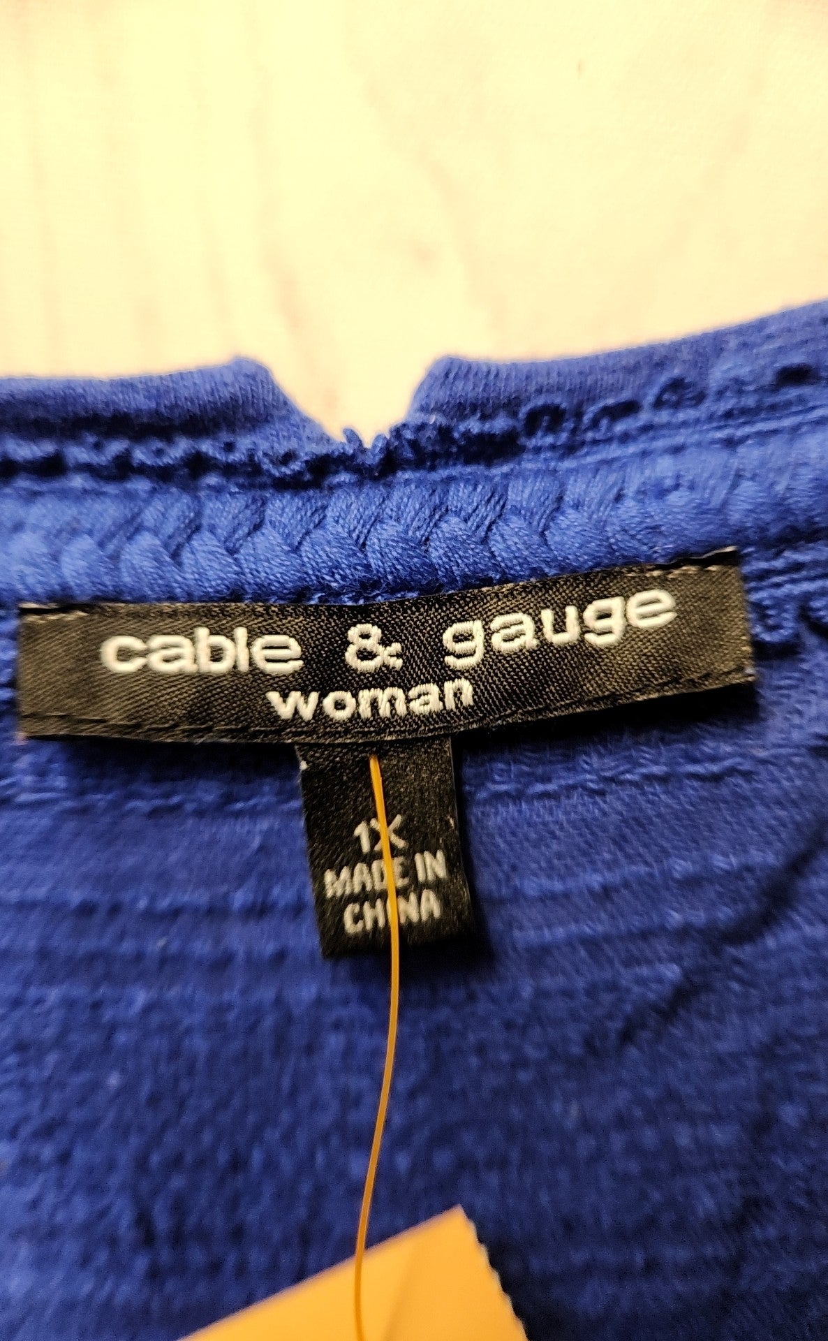 Cable & Gauge Women's Size 1X Blue 3/4 Sleeve Top