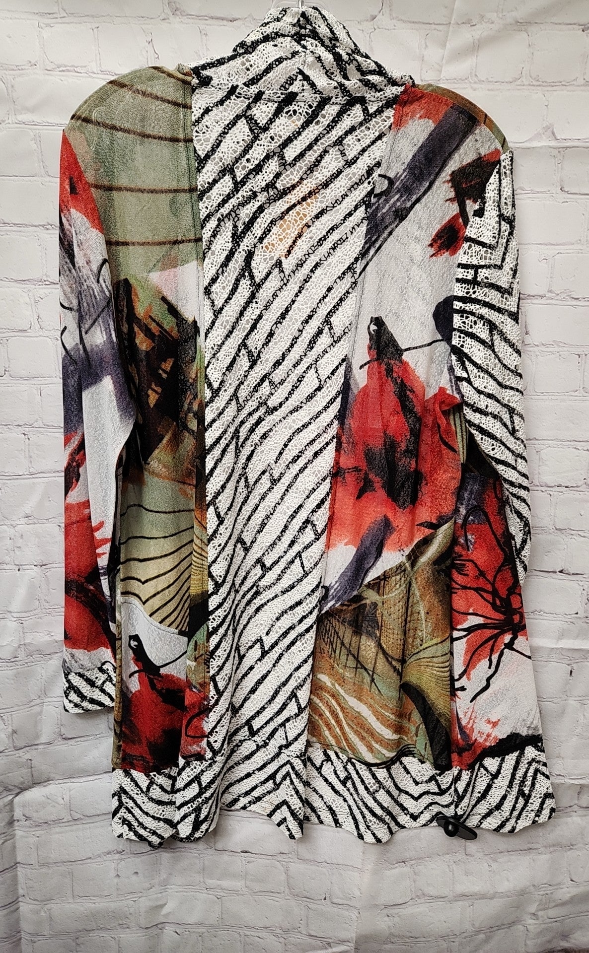 Aris. A Women's Size L White & Red Floral Cardigan