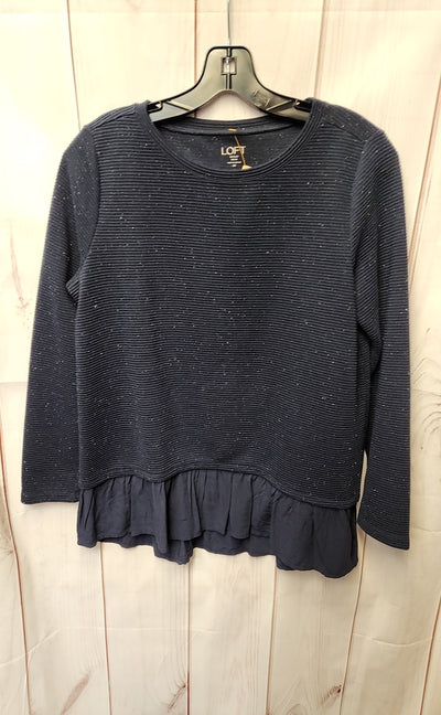 Loft Women's Size M Petite Navy Long Sleeve Top