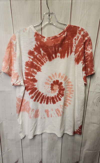Lucky Brand Women's Size L White & Pink Short Sleeve Top