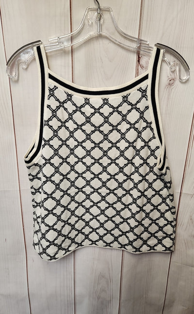 NWT Talbots Women's Size L Petite White & Black Sleeveless Top