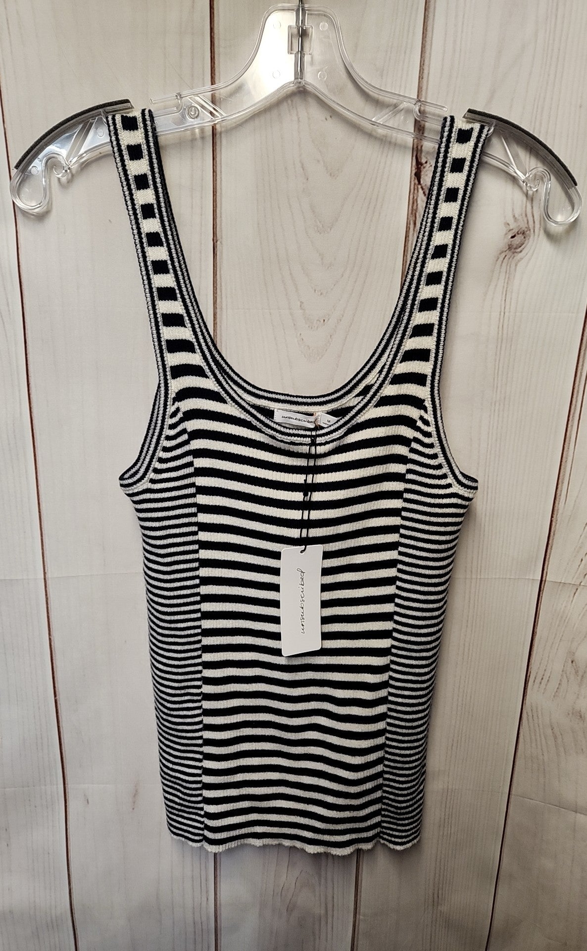 NWT Unsubscribed Women's Size M White & Blue Sleeveless Top