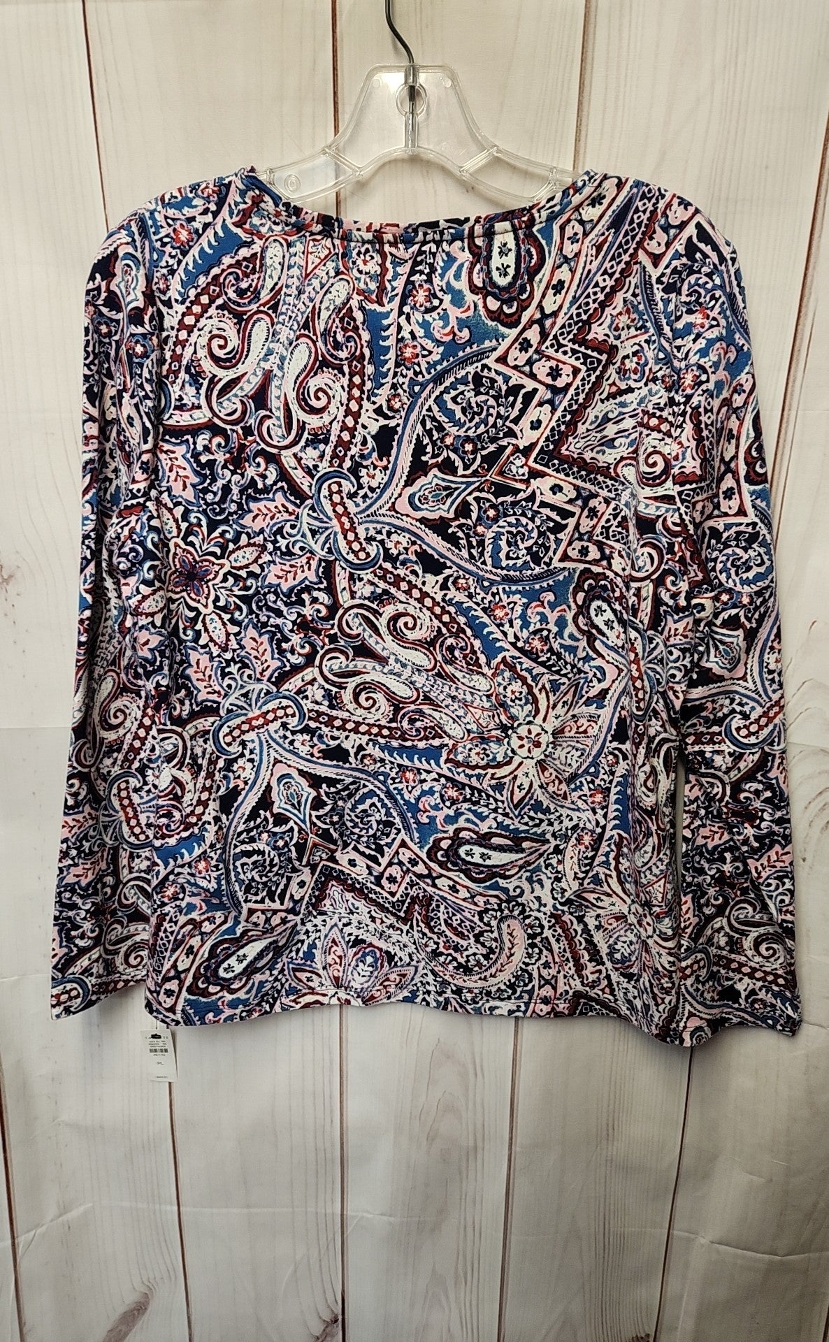 NWT Talbots Women's Size L Petite Blue & Pink Long Sleeve Top