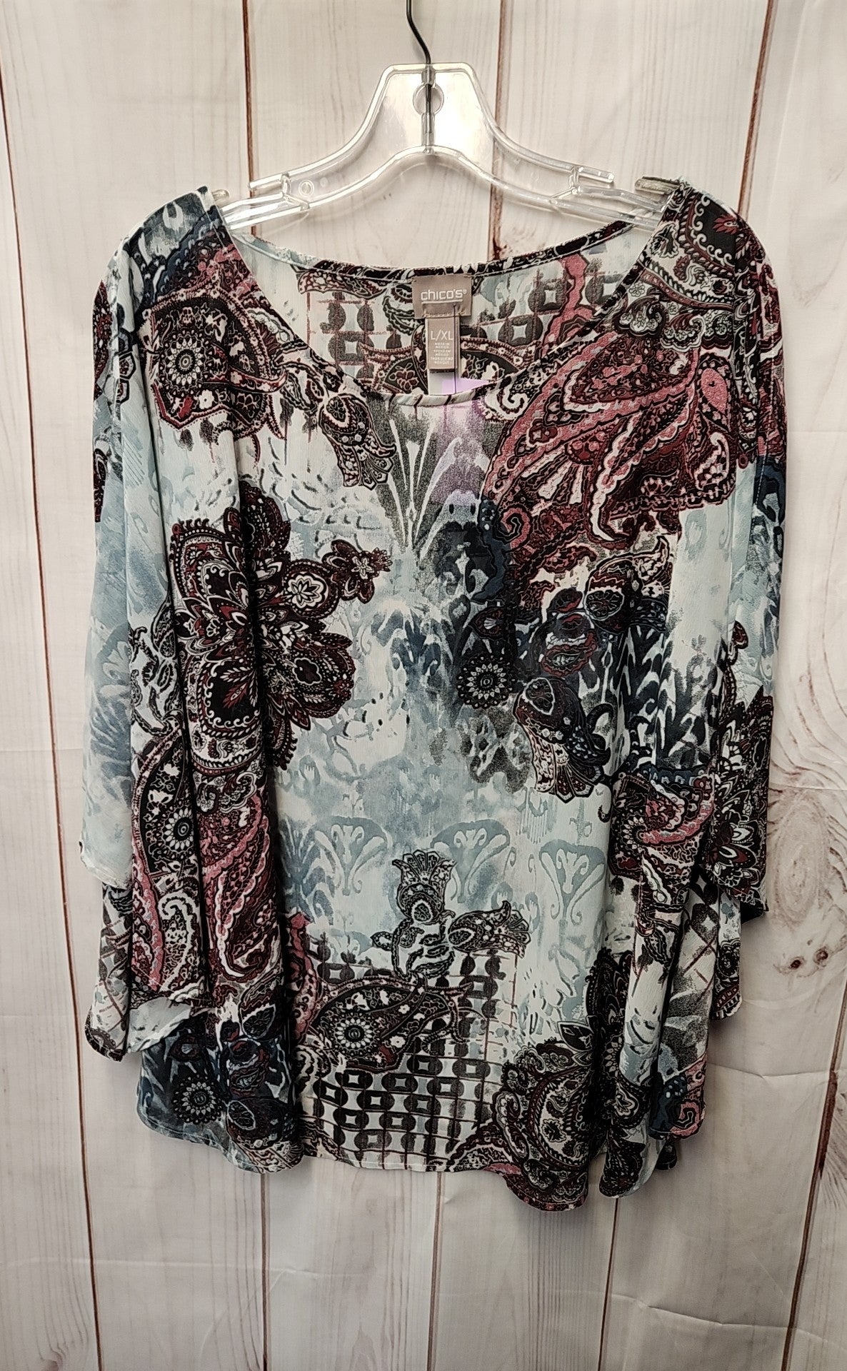 Chico's Women's Size Large/X-Large Blue & Red Poncho