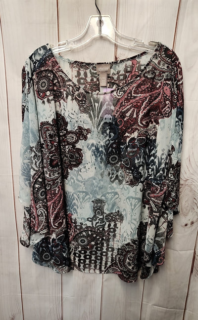 Chico's Women's Size Large/X-Large Blue & Red Poncho