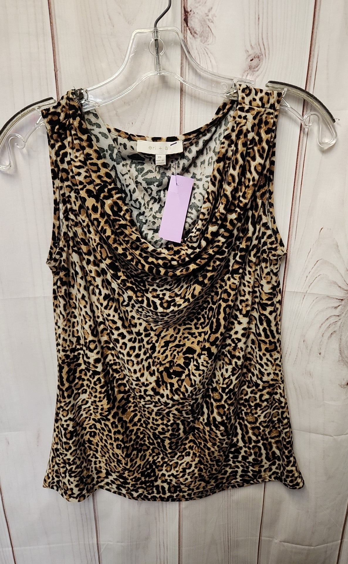 Eri & Ali Women's Size XS Brown Animal Print Sleeveless Top