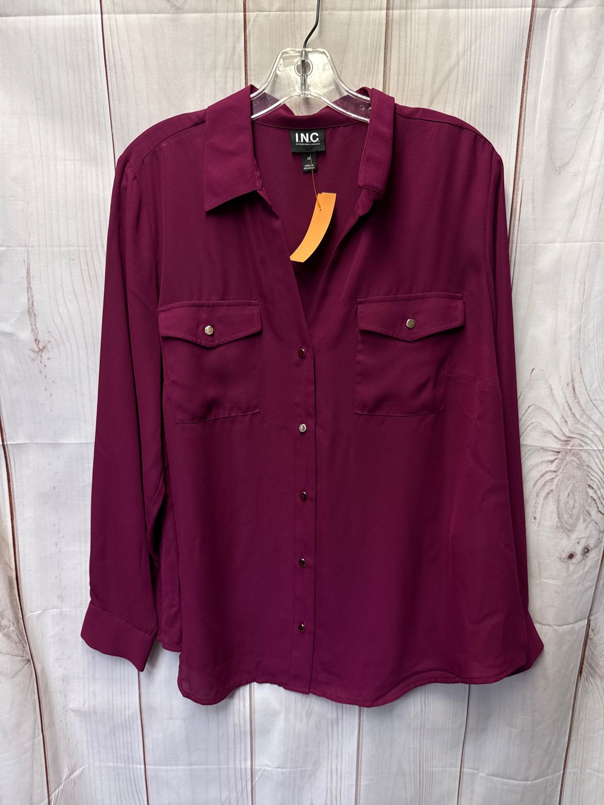 INC Women's Size 1X Pink Long Sleeve Top
