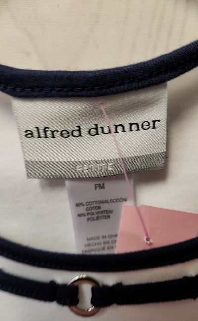 Alfred Dunner Women's Size M Petite White Short Sleeve Top