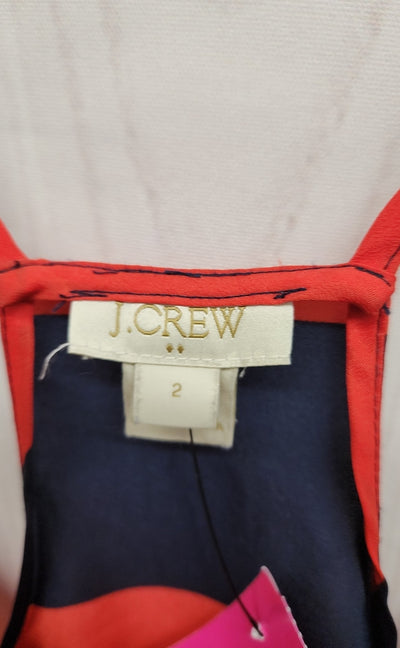 J Crew Women's Size 2 Red & Blue Sleeveless Top