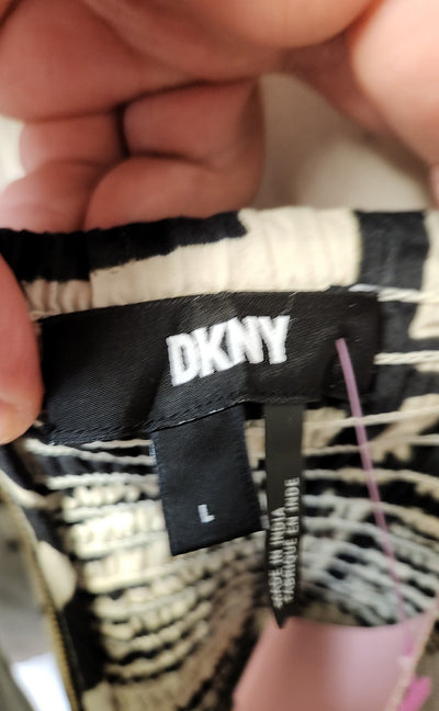 NWT DKNY Women's Size L White & Black Sleeveless Top