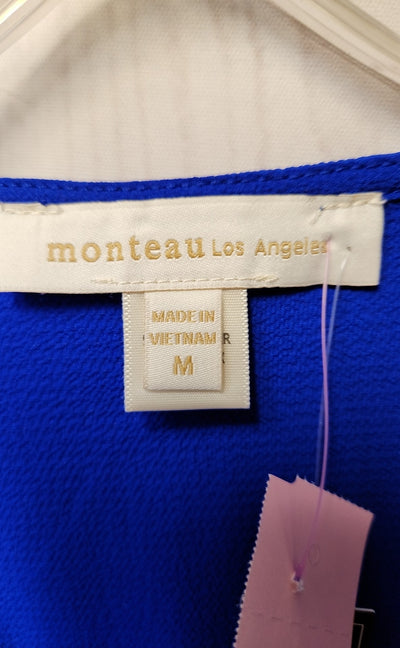NWT Monteau Women's Size M Blue Short Sleeve Top