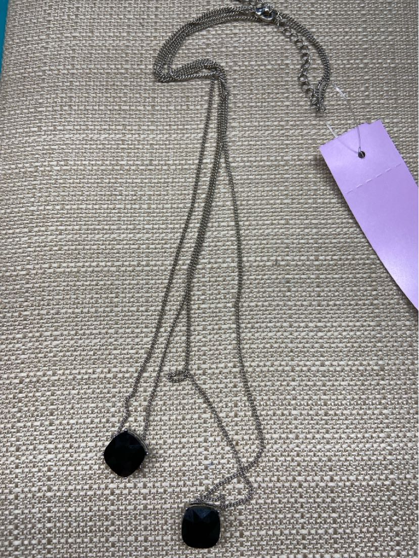 Silver Black Rhinestone Necklace