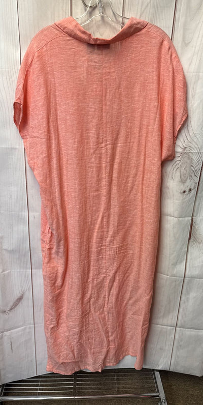 Tahari Women's Size M Orange Linen Blend Dress