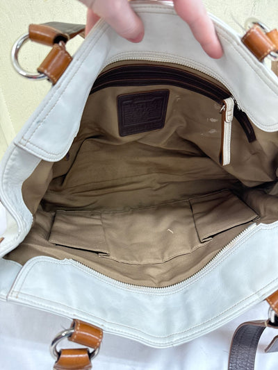 Coach F06468 White Leather Soho Double Front Pocket Shoulder Purse Bag AS IS