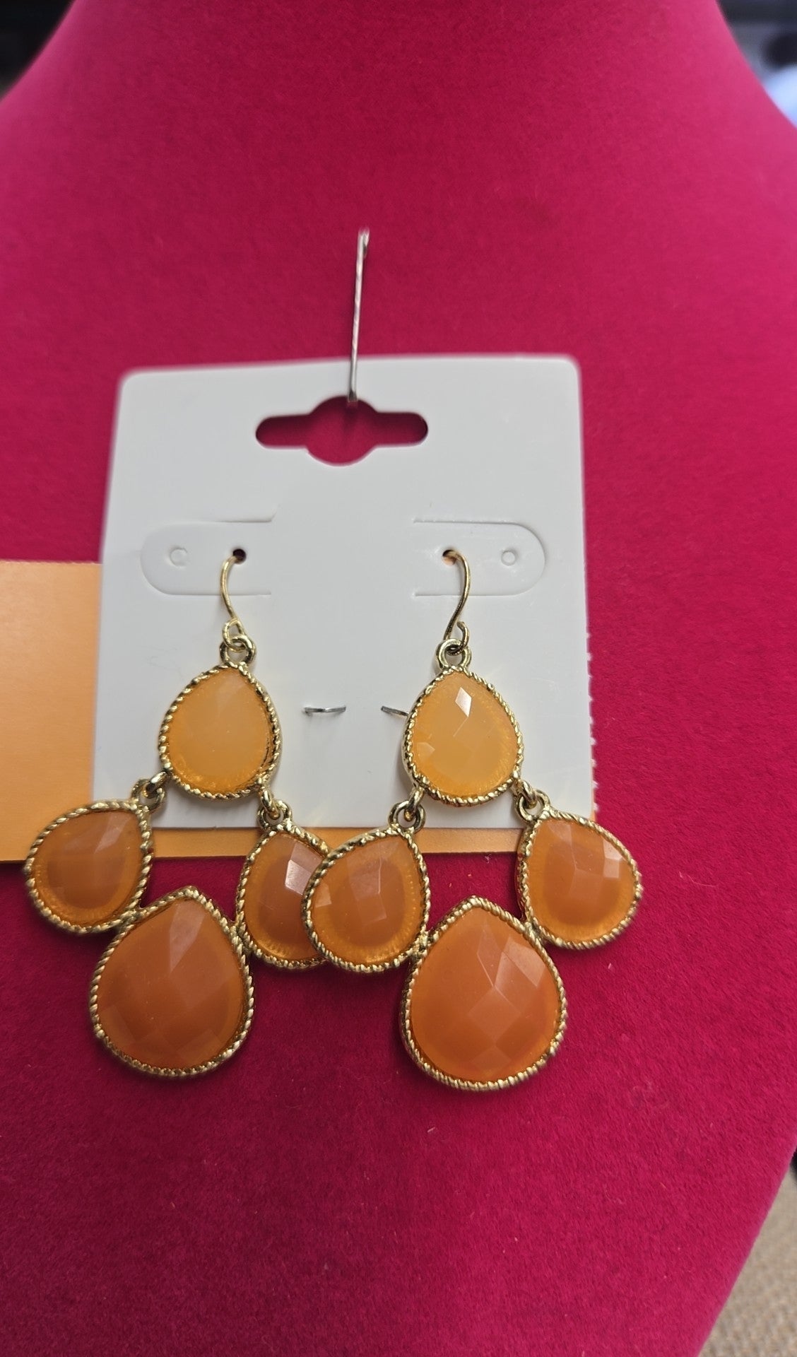 Orange Rhinestone Earrings