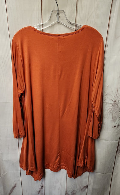 Belaroi Women's Size 1X Orange 3/4 Sleeve Top