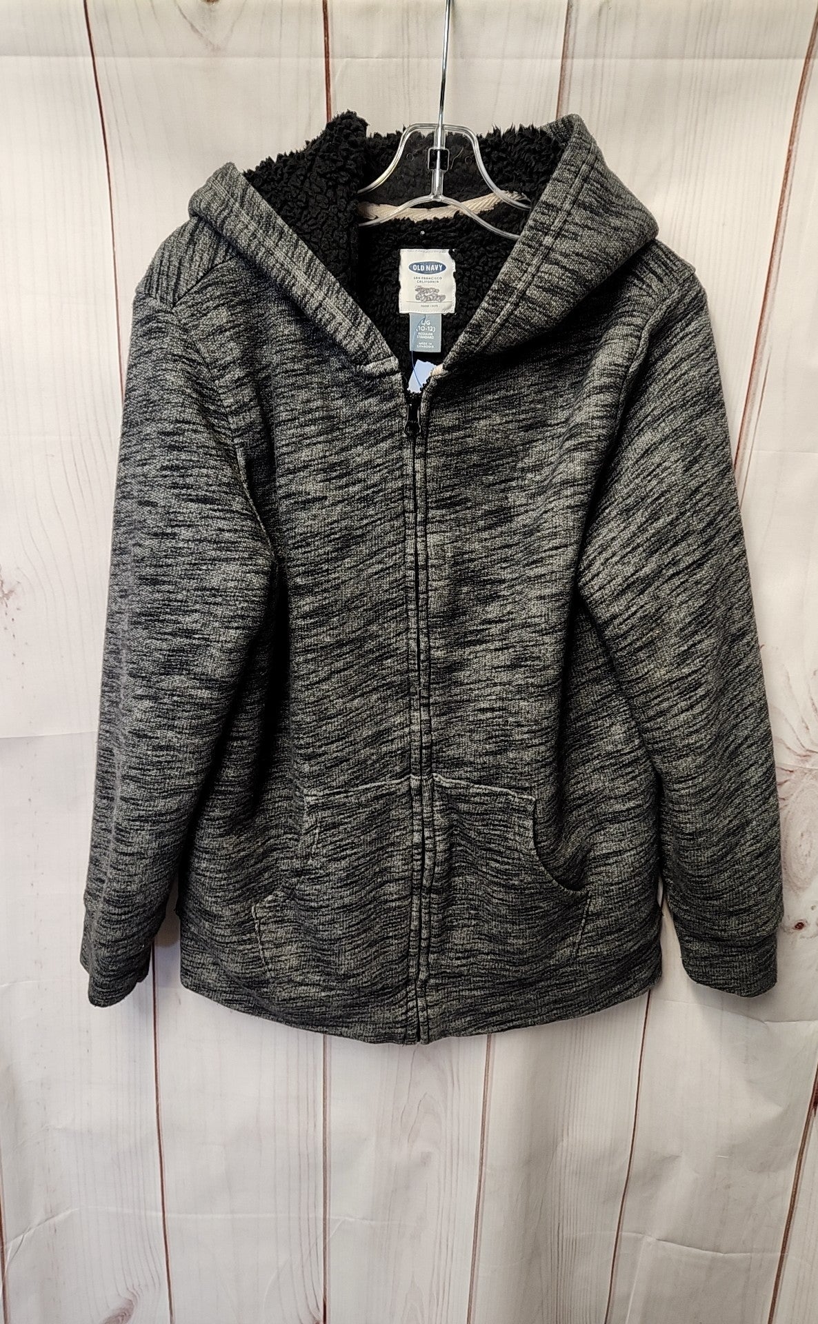Old Navy Boy's Size 10/12 Gray Full Zip Hooded Sweatshirt