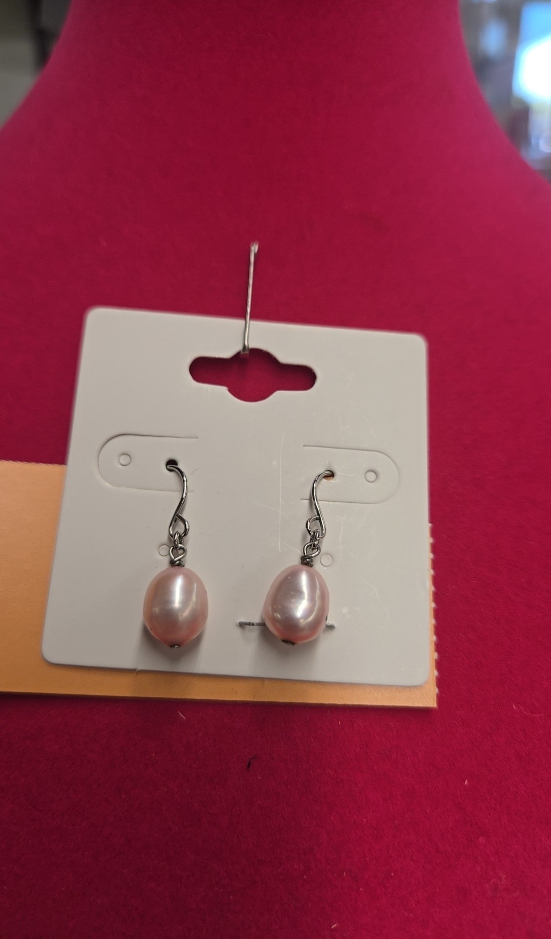 Pink Pearl Drop Earrings