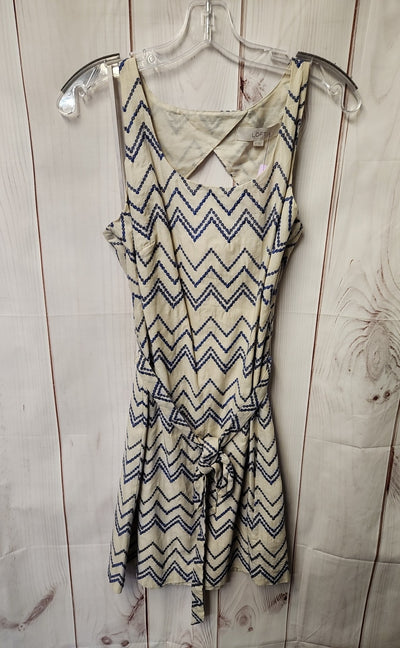 Loft Women's Size 8 White & Blue Dress