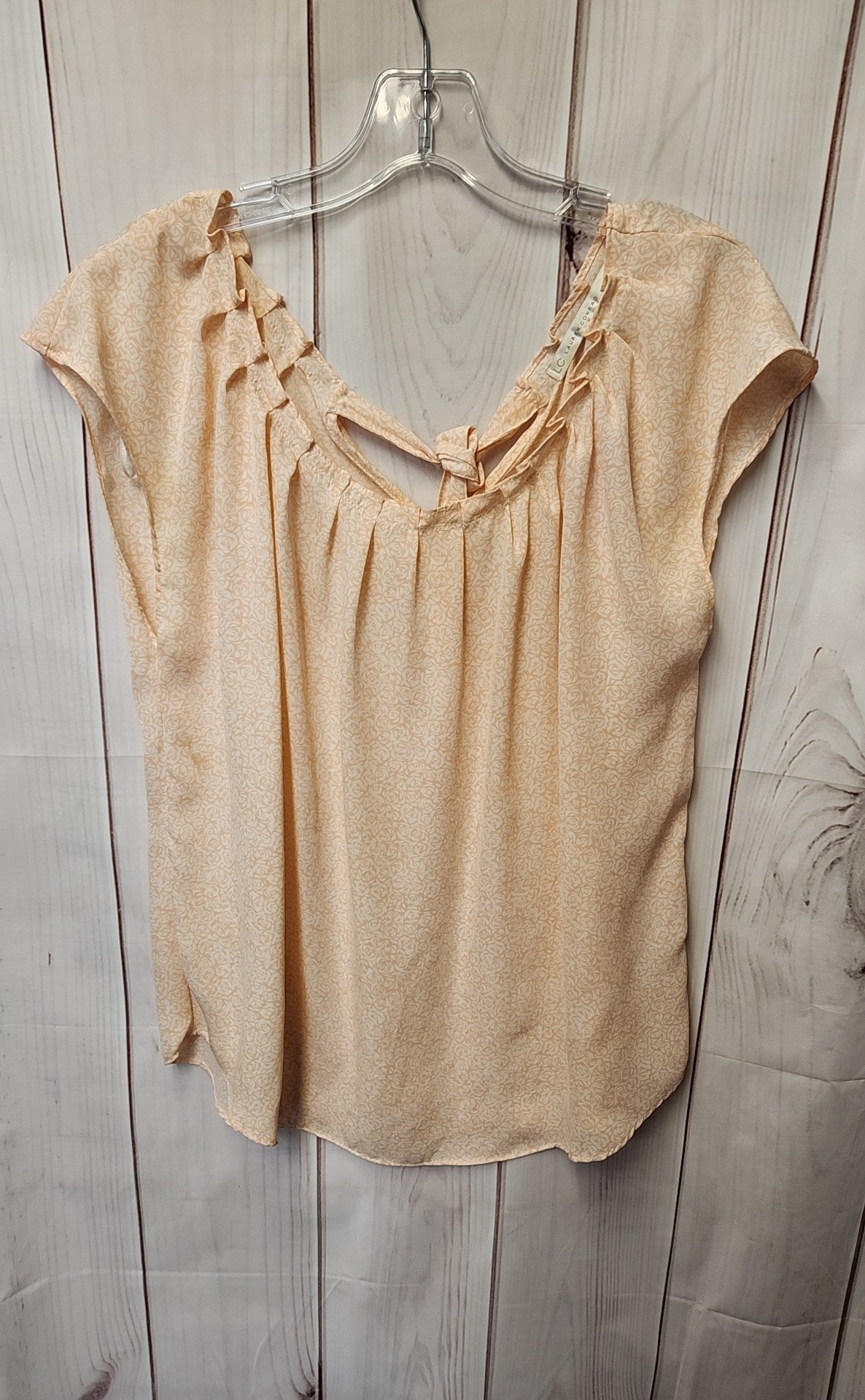 Lauren Conrad Women's Size L Peach Floral Sleeveless Top