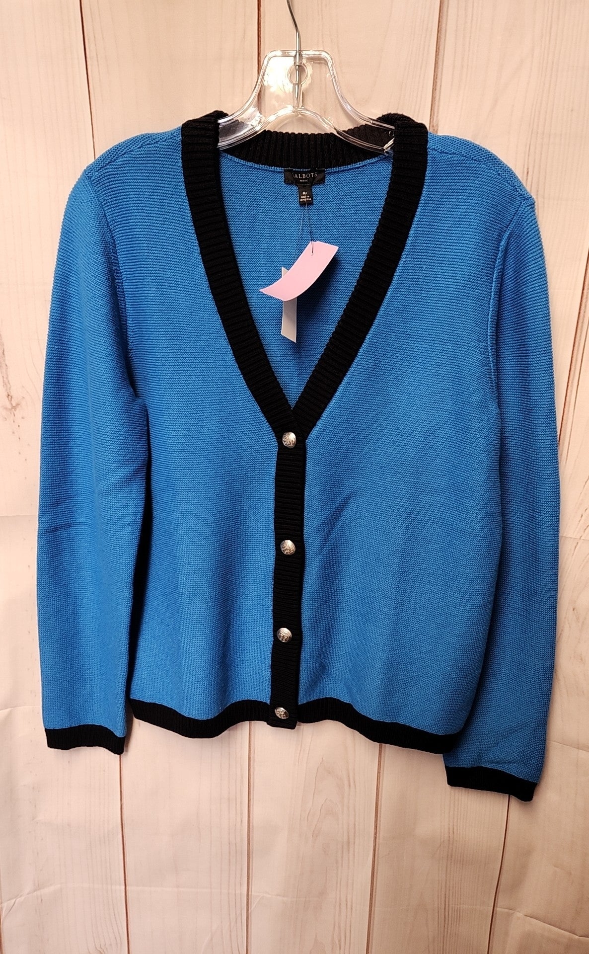 NWT Talbots Women's Size M Petite Blue Cardigan