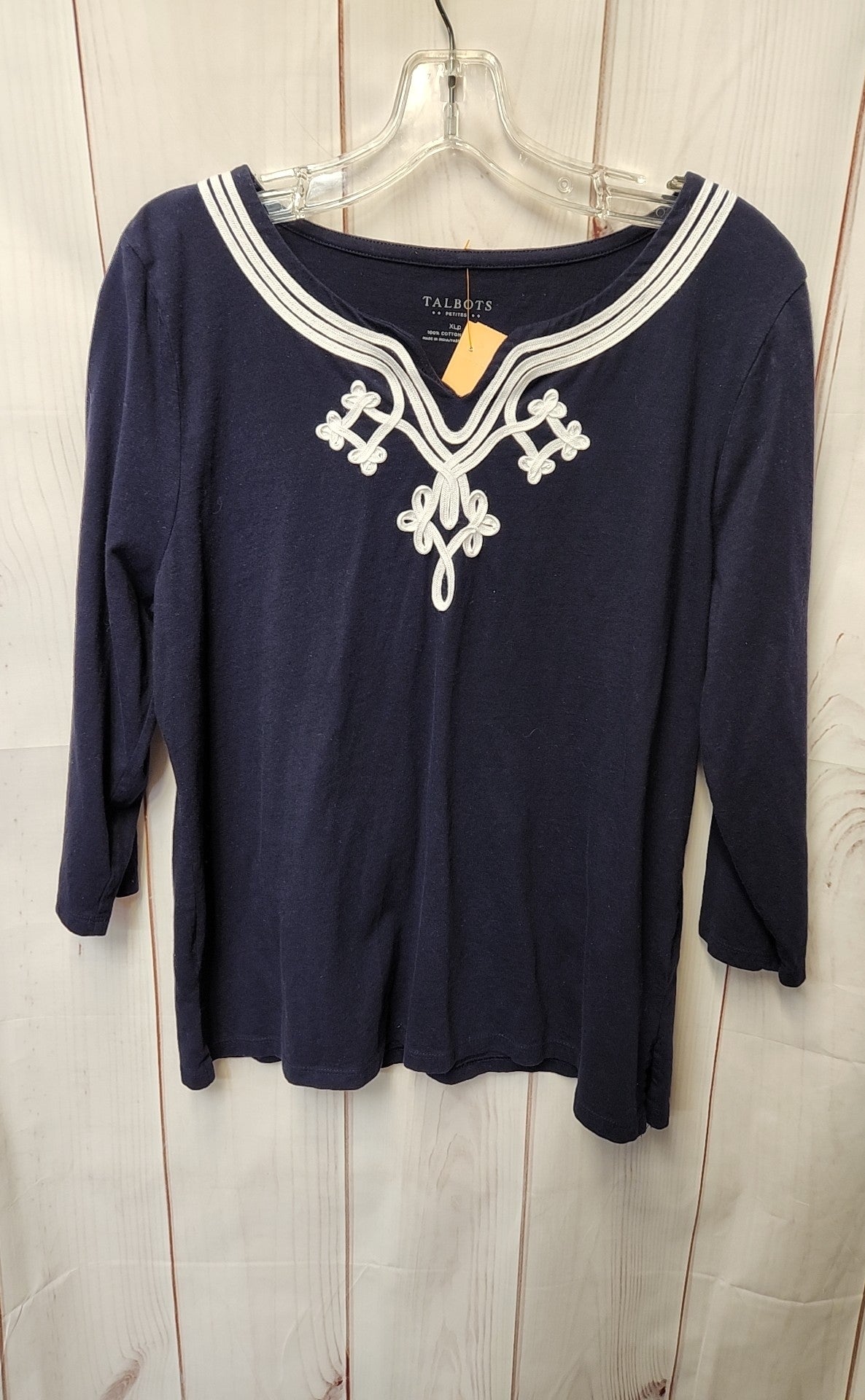 Talbots Women's Size XL Petite Navy 3/4 Sleeve Top