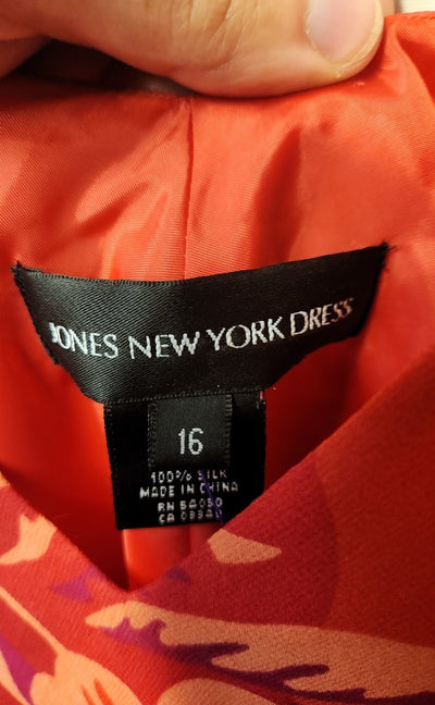 Jones New York Women's Size 16 Red Silk Floral Dress