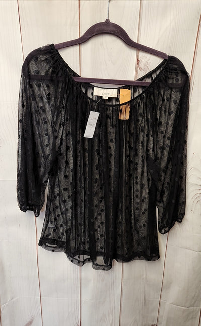 NWT Loft Women's Size M Black 3/4 Sleeve Top