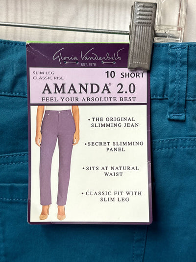 NWT Gloria Vanderbilt Women's Size 10 Teal Pants Amanda 2.0 Slim Leg